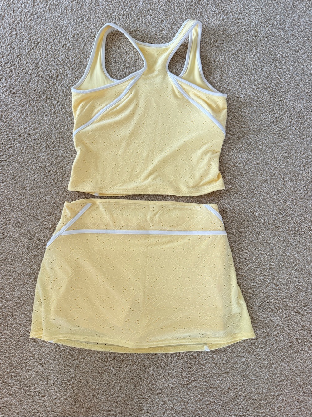 Anthropologie Daily Practice Butter Yellow Eyelet Set L NWOT - Picture 3 of 8